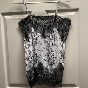 Lace and silk-like camisole